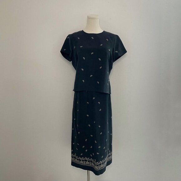 Vintage Talbots 90s Silk Linen Two-Piece Set  Midi Skirt + Top Womens Size 10 - Picture 1 of 8
